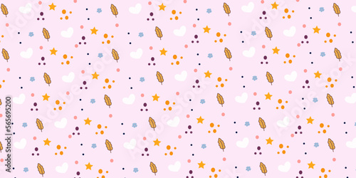 Simple pattern with leaf, love shape and star for minimalist background and wallpaper