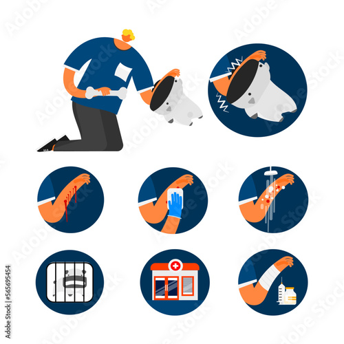 First aid of dog bites and scratch illustration.