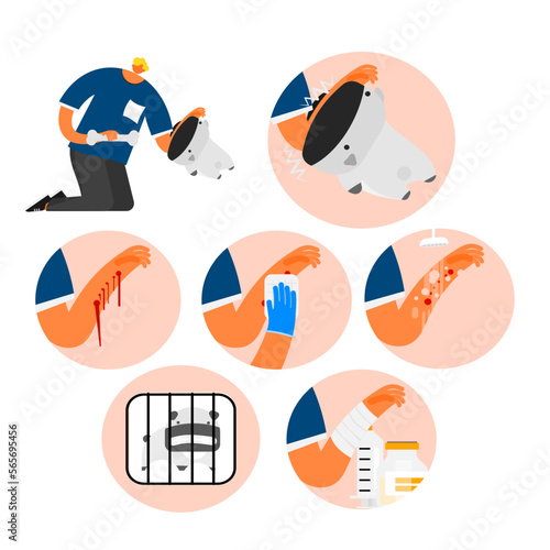 First aid of dog bites and scratch illustration.