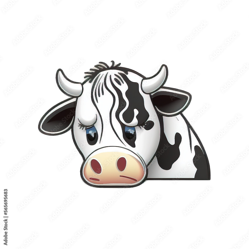 Sad Cow Sticker Design Generative AI