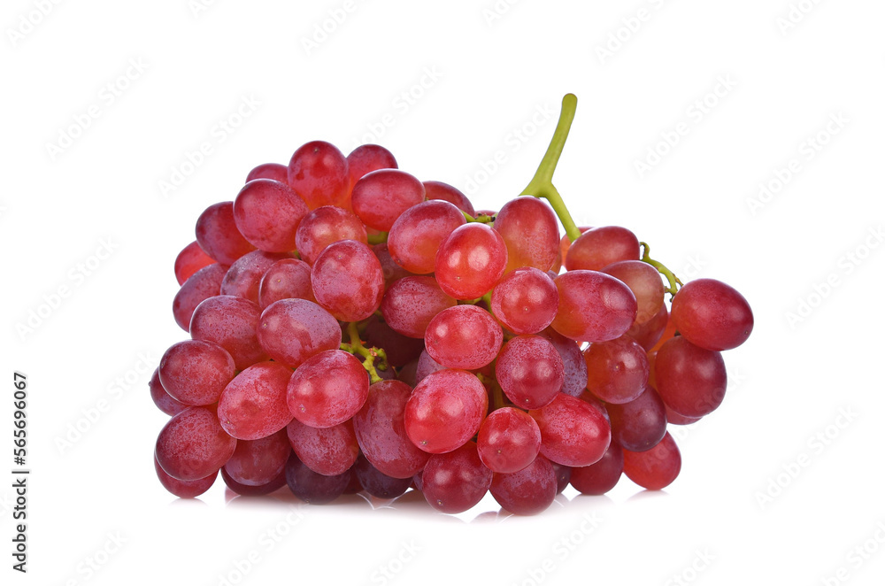 Bunch of red grapes isolated on white background