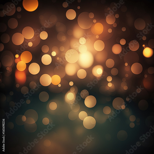 Bokeh background with golden lights. Holiday backdrop. Ai generated