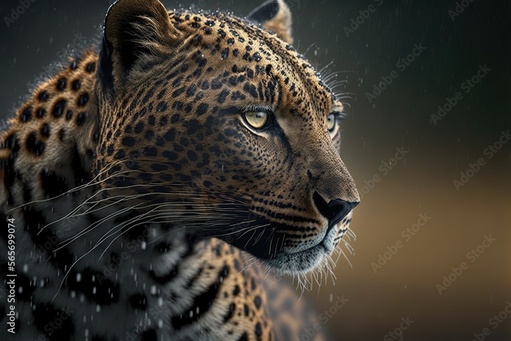 Fototapeta premium Leopard Stock Photo, Wildlife Photography, Generative Ai