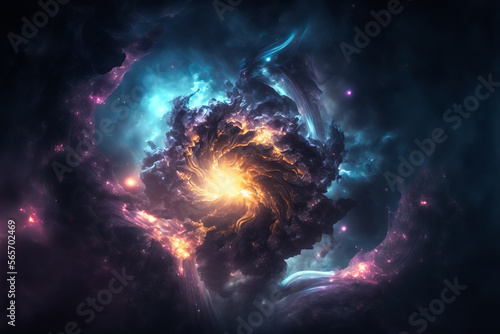 space illustration with stars and nebula. Generative AI