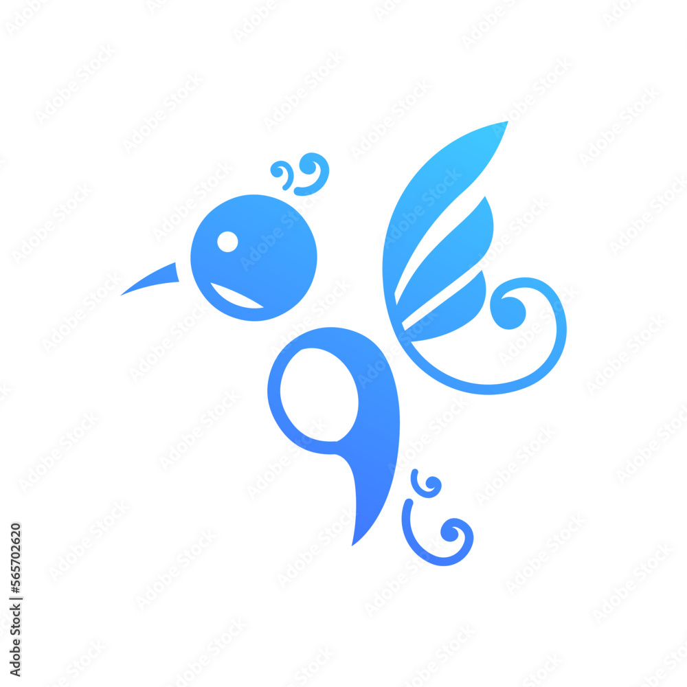 Fototapeta premium abstract blue bird logo icon