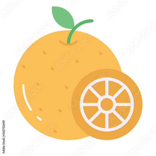 Orange vector icon, citrus fruit rich in vitamin c