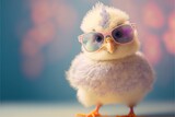 Cute Chick With Glasses On Pastel Background Generative AI