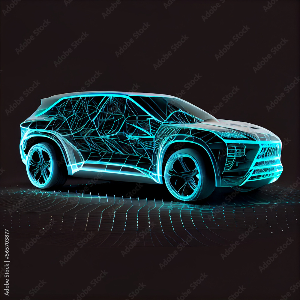 Naklejka premium The Sleek and Futuristic Design of the Floating Car