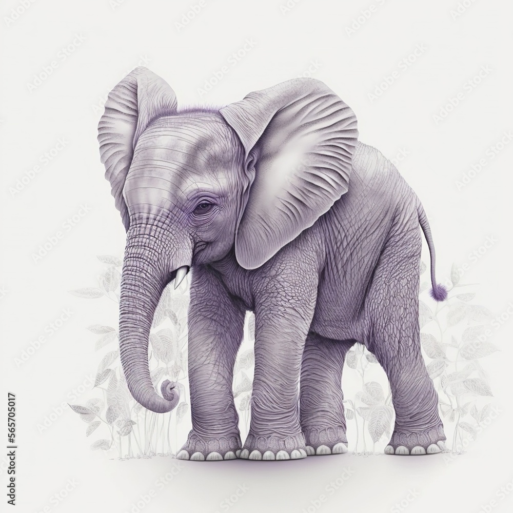 watercolor illustration of an elephant isolated on white background, AI assisted finalized in Photoshop by me 