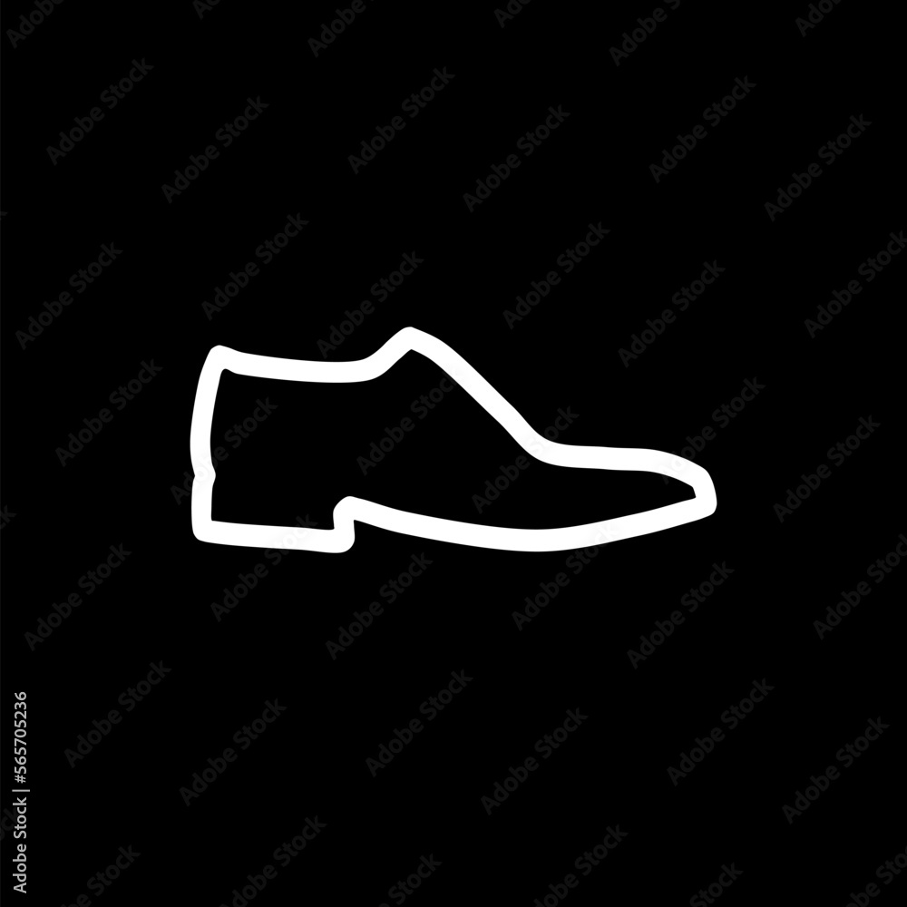 Men shoe hand drawn icon isolated on black background. Men shoe hand drawn icon isolated on black background.