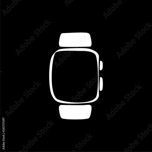 Smart Watch icon isolated on black background.