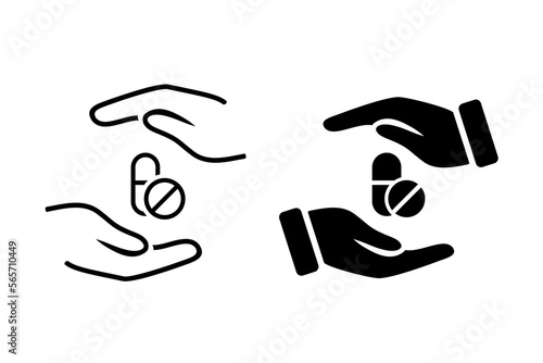 Give capsule pill. Medical treatment. Illustration vector
