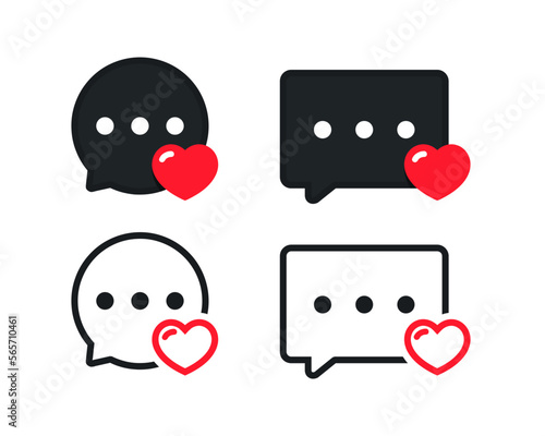 Love heart in bubble message icon. Illustration vector