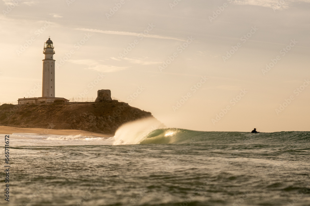 lighthouse at sunset in Cadiz