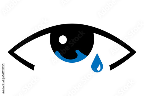 A crying eye icon. The tear in an eye vector illustration. The crying person concept. Moody and sad person