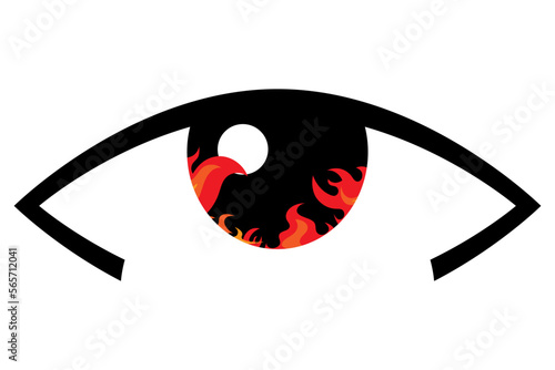 The burning eye flat icon. The eye with a fire inside. Emotions in person's eye