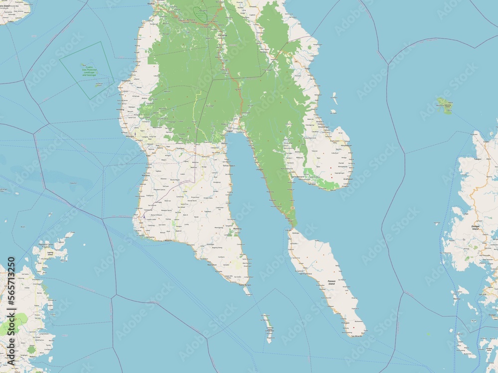 Naklejka premium Southern Leyte, Philippines. OSM. No legend