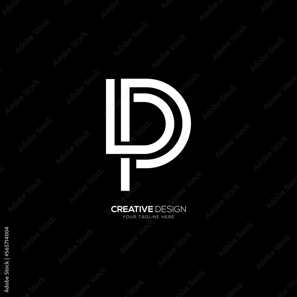 Creative letter D P line art logo design - obrazy, fototapety, plakaty 
