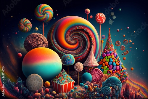 Universe of Candy, Illustration, cosmic, wonderland, space, imagination, day-glow © Matthew