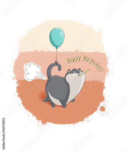 Cat with balloon