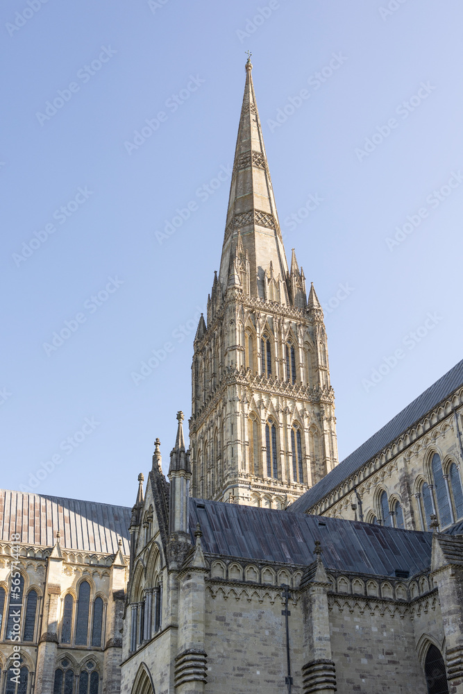 Salisbury Cathedral spire at 404 feet the highest spire in Britiain.