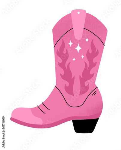 Western cowboy boot.  Stylish decorative cowgirl pink boot on a transparent background. PNG. Sticker photo