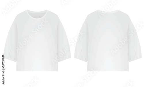 White puff sleeve t shirt. vector
