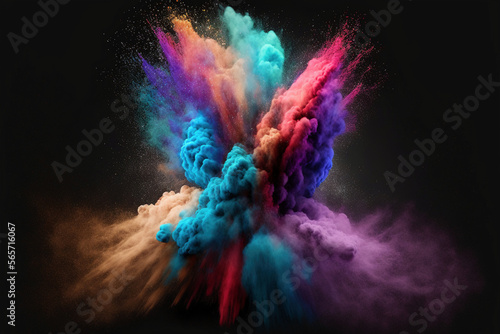 Powder splash complementary color on a black background Waller - created with generative AI