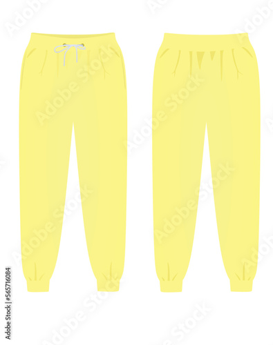 Yellow tracksuit bottom. vector illustration