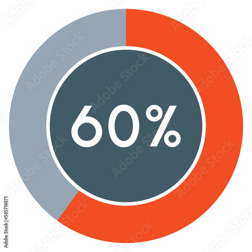 60 percent,circle percentage diagram template vector.