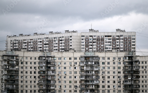 Photography Multi-storey panel residential buildings in a residential area of the Russian ca