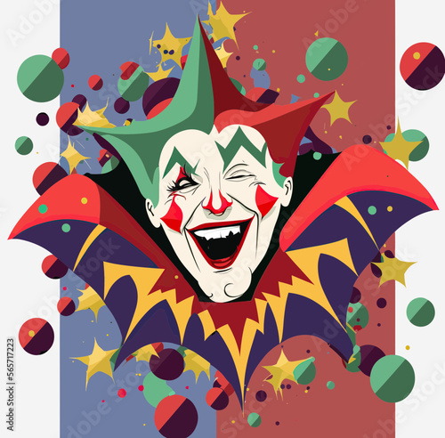 A Carnival Joker. Editable Vector Illustration