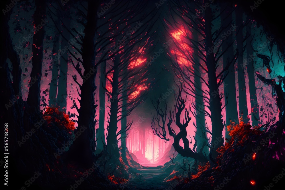 Fototapeta premium ark forest that's on fire horror