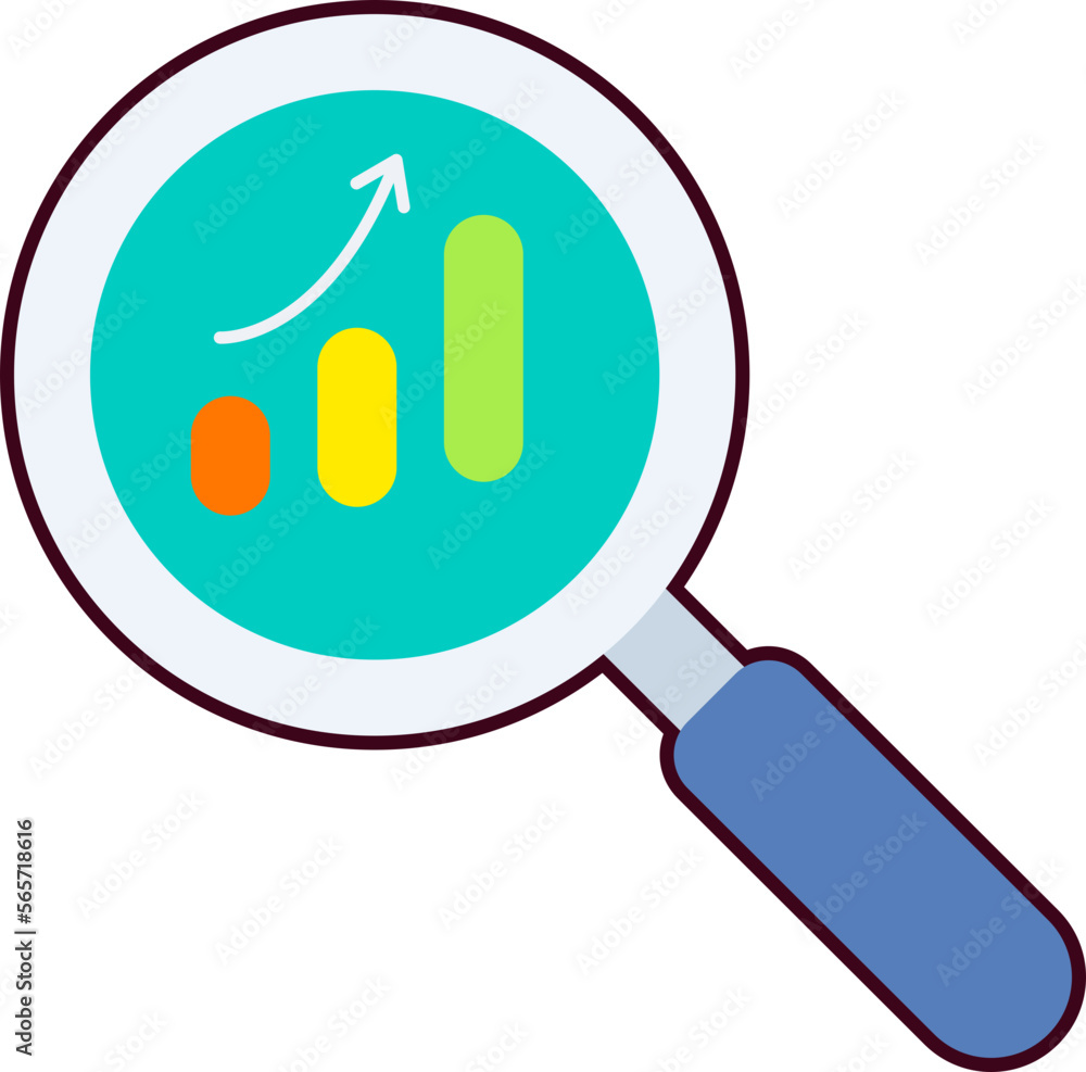 Look report growth analysis Business magnifying company startup Colored Flat with Black Sticker Look report growth analysis Business magnifying company startup Colored Flat with Black Sticker