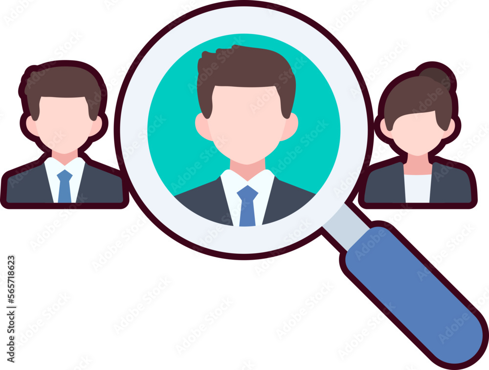 Recruitment looking team resource business magnifying company startup Flat with Black Sticker Recruitment looking team resource business magnifying company startup Flat with Black Sticker