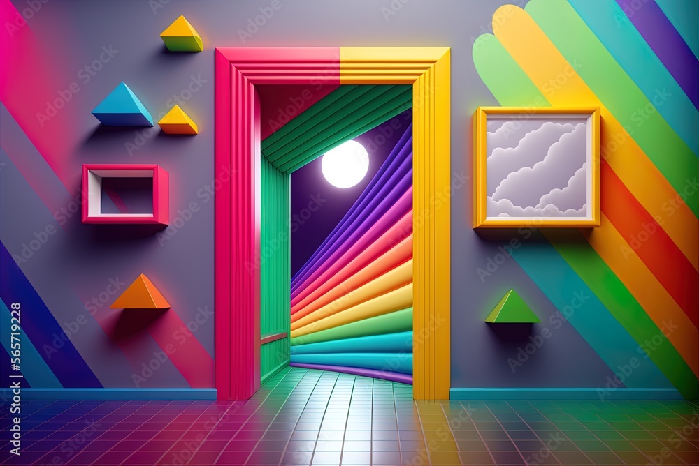 In this vibrant, geometricallythemed 1980s throwback commercial set