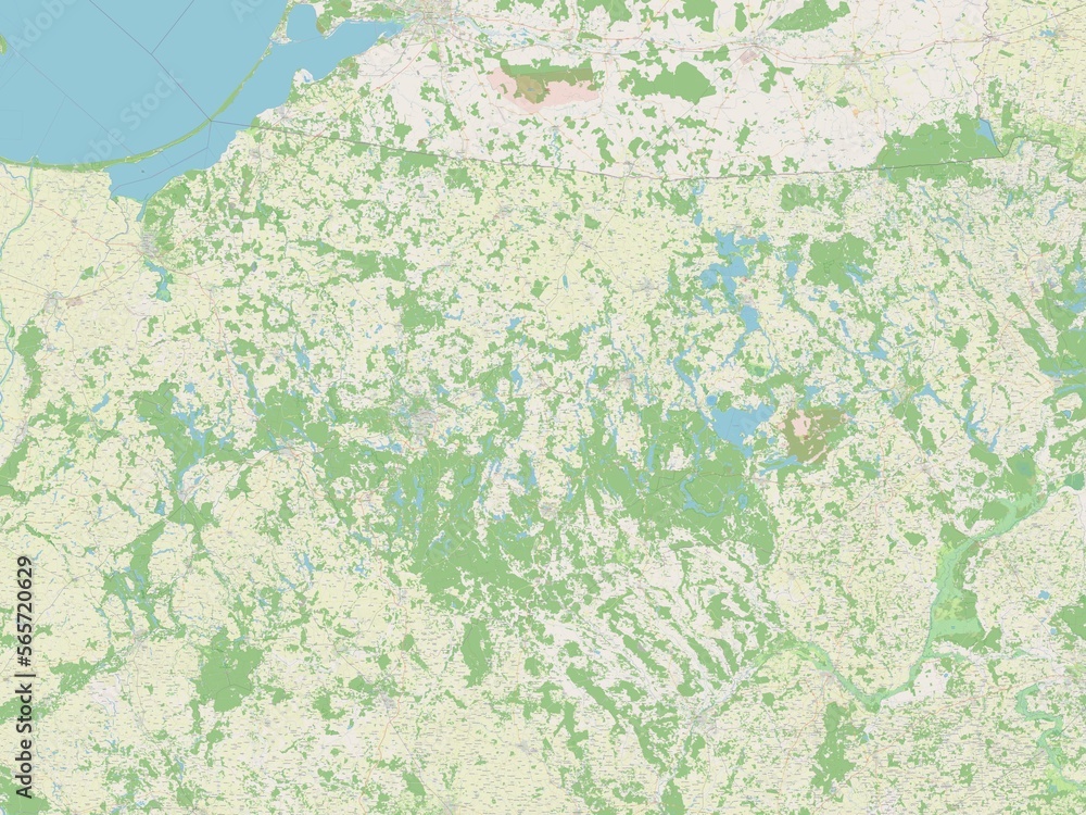 Fototapeta premium Warminsko-Mazurskie, Poland. OSM. No legend