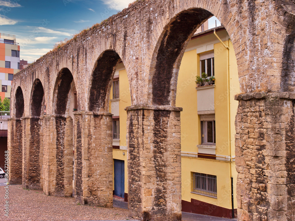 Los Pilares roman aqueduct, Oviedo city, Asturias, Spain