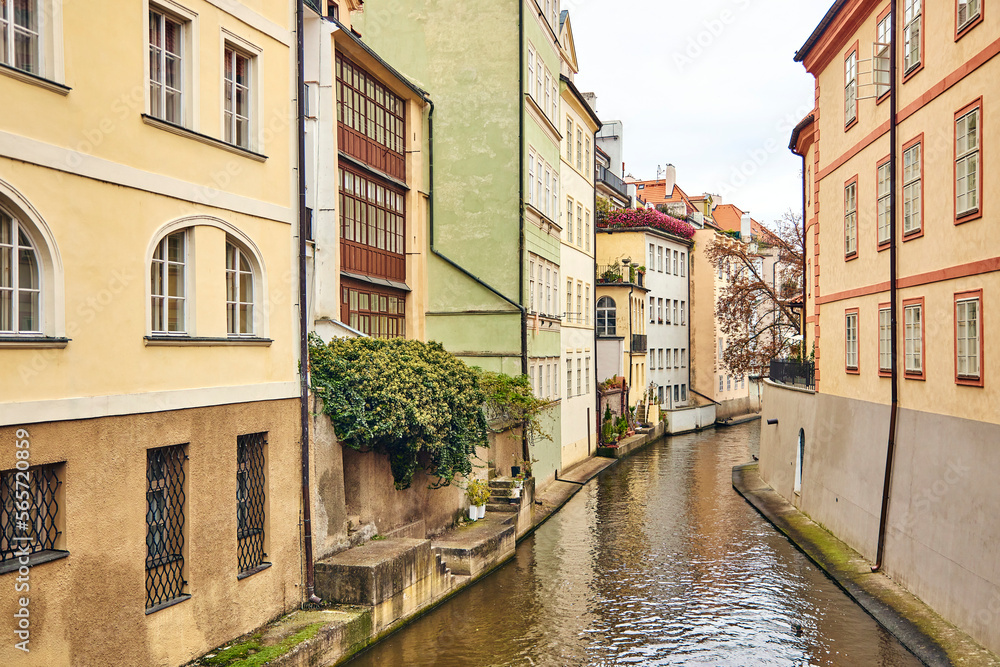 Beautiful Canal Certovka, Devil's Canal, also called Little Prague Venice in Prague.