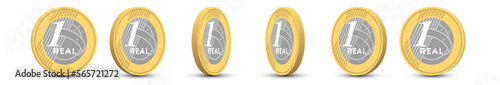 Moeda real brasil 3d vector