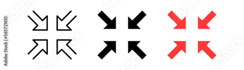 Move cursor set icon. Move object, window control buttons, zoom in and out, arrows, navigation, maximize. Technology concept. Vector icon in line, black and colorful style on white background
