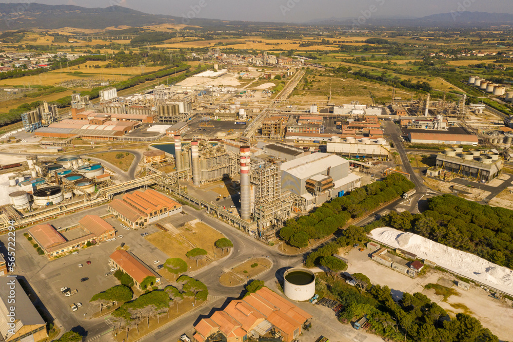 Drone photography of big chemical factory