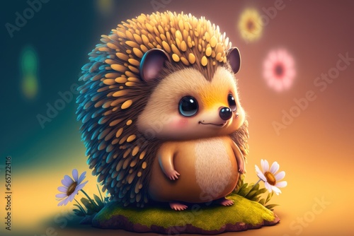 cartoon cute hedgehog - generative ai © Andrus Ciprian