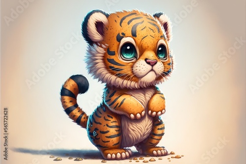 cute tiger cartoon - generative ai