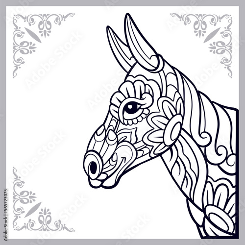 donkey head mandala arts isolated on white background