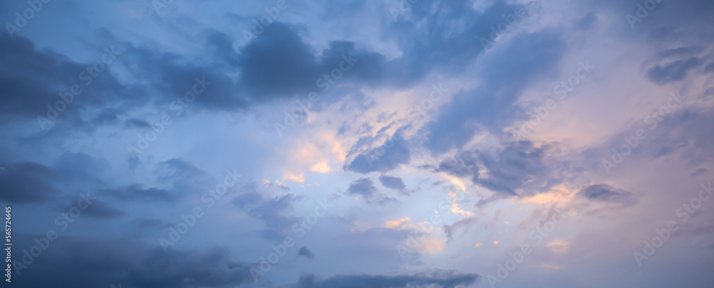 Picturesque view of blue sky with clouds, banner design