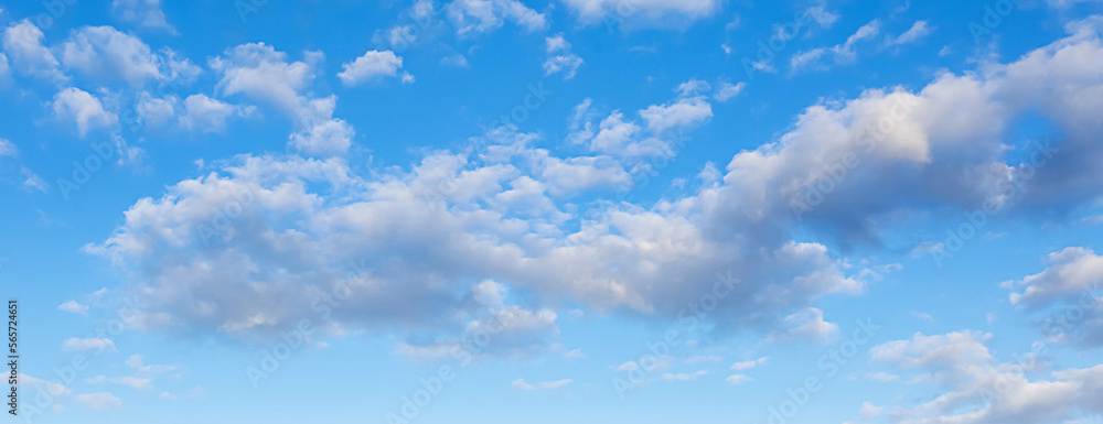 Picturesque view of beautiful blue sky with fluffy clouds on sunny day, banner design Picturesque view of beautiful blue sky with fluffy clouds on sunny day, banner design