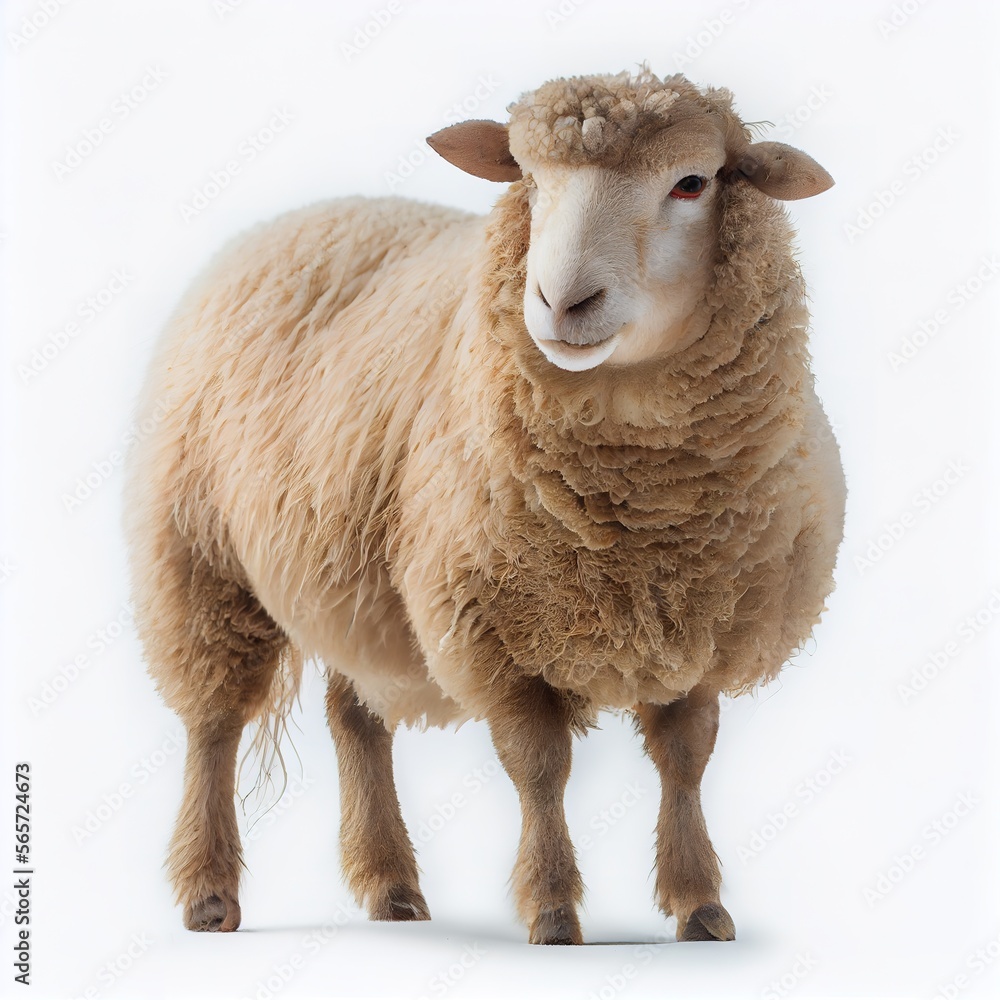 Fototapeta premium Coopworth sheep breed isolated on white background. Generative AI
