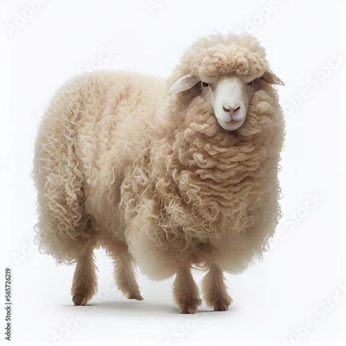 Leicester longwool sheep breed isolated on white background. Generative AI photo