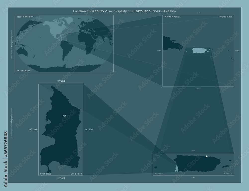 Cabo Roha Map Cabo Rojo, Puerto Rico. Described location diagram Stock Illustration ...